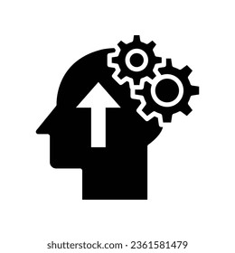 Cognitivity icon, improvement cognitive ability, human brain mental strength, Brainstorming analytical mindset solving. solid style pictogram. vector illustration. design on white background. EPS 10