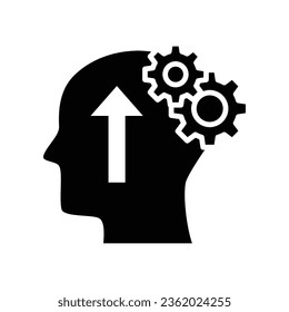 Cognitivity icon, improvement cognitive ability, human brain mental strength, Brainstorming analytical mindset solving. solid style pictogram. vector illustration. design on white background. EPS 10