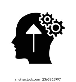 Cognitivity icon, improvement cognitive ability, human brain mental strength, Brainstorming analytical mindset solving. solid style pictogram. vector illustration. design on white background. EPS 10