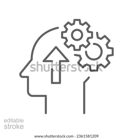 Cognitivity icon, improvement cognitive ability, human brain mental strength, Brainstorming analytical mindset solving. editable stroke. vector illustration. design on white background. EPS 10