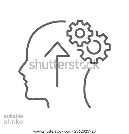 Cognitivity icon, improvement cognitive ability, human brain mental strength, Brainstorming analytical mindset solving. editable stroke. vector illustration. design on white background. EPS 10