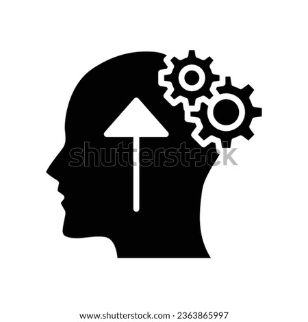 Cognitivity icon, improvement cognitive ability, human brain mental strength, Brainstorming analytical mindset solving. solid style pictogram. vector illustration. design on white background. EPS 10