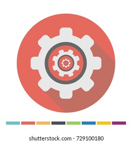 Cogs flat web icon. Vector Illustration.