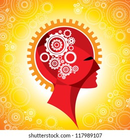 cogs and gear in human head