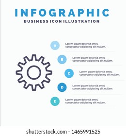 Cogs, Gear, Setting Line icon with 5 steps presentation infographics Background. Vector Icon Template background