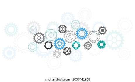 Cogs and gear wheel mechanisms. Abstract technical background of mechanical engineering.