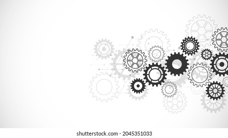 Cogs and gear wheel mechanisms. Abstract technical background of mechanical engineering.