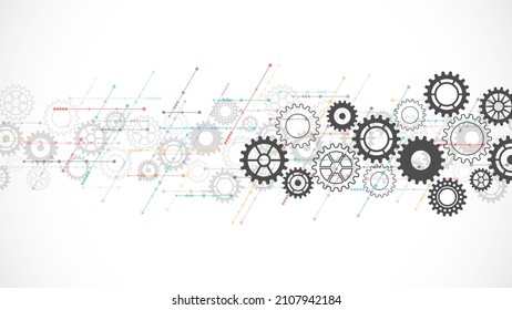Cogs and gear wheel mechanisms. Abstract technical background of mechanical engineering.