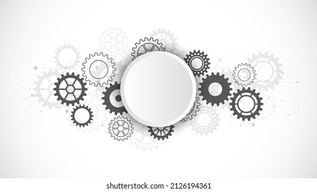 Cogs and gear wheel mechanisms. Abstract technical background of mechanical engineering.