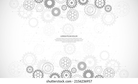 Cogs and gear wheel mechanisms. Abstract technical background of mechanical engineering.