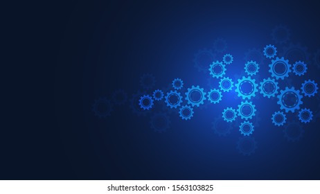 Cogs and gear wheel mechanisms. Hi-tech digital technology and engineering. Abstract technical background