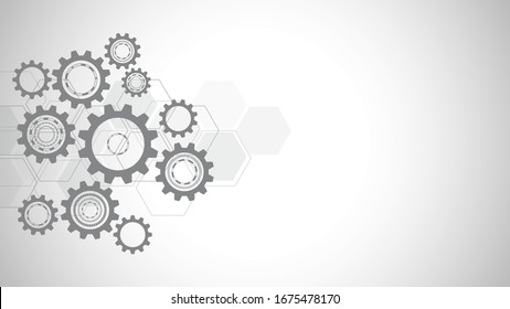 Cogs and gear wheel mechanisms. Hi-tech digital technology and engineering. Abstract technical background