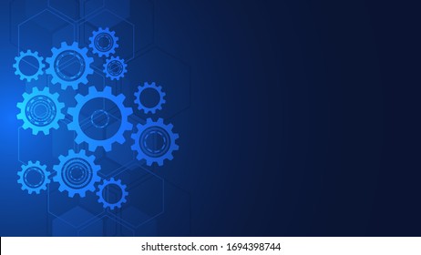 Cogs and gear wheel mechanisms. Hi-tech digital technology and engineering. Abstract technical background