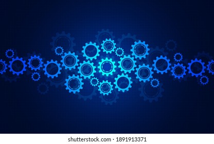 Cogs and gear wheel mechanisms. Hi-tech digital technology and engineering. Abstract technical background
