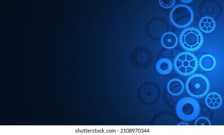 Cogs and gear wheel mechanisms. Hi-tech digital technology and engineering design. Abstract technical background of mechanical engineering