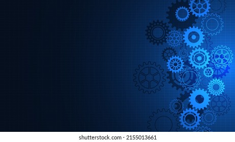 Cogs and gear wheel mechanisms. Hi-tech digital technology and engineering design. Abstract technical background of mechanical engineering