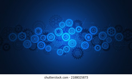 Cogs and gear wheel mechanisms. Hi-tech digital technology and engineering design. Abstract technical background of mechanical engineering
