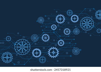 Cogs and gear wheel mechanisms. Hi-tech digital technology and engineering design. Abstract technical background of mechanical engineering