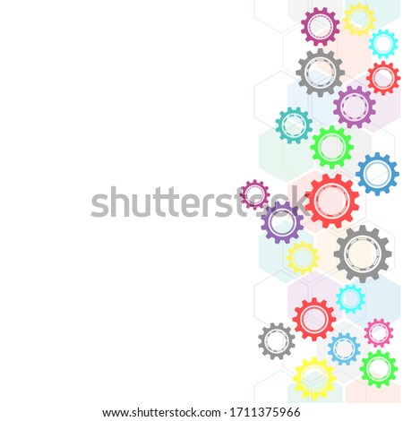 Cogs and gear wheel mechanisms. Hi-tech digital technology and engineering. Abstract technical background