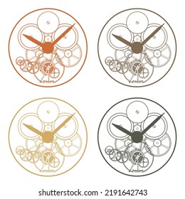 Cogs and Gears of Clock. Watch Parts Vector Illustration
