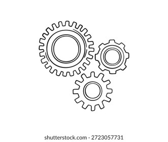 Piñones y engranajes doodle dibujado a mano icono. Configuraciones de dibujo de contorno engranajes y Clipart de línea de engranajes. Ilustración vectorial