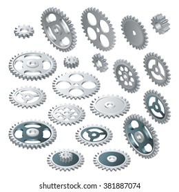 Cogs And Gears. Gear wheel set.  Icon Vector isometric 3d Isolated Illustration. Info graphic elements.