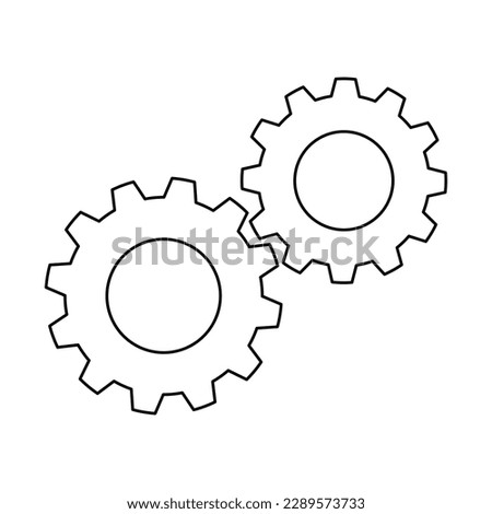 Cogs or gears icon, doodle style flat vector outline for coloring book