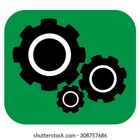 Cogs (gears) icon isolated on green