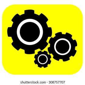 Cogs (gears) icon isolated on yellow
