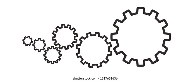 Cogs And Gears Icon Vector Illustration Isolated, Abstract technical template background. Cogs and gear wheel mechanisms. Technology and engineering.