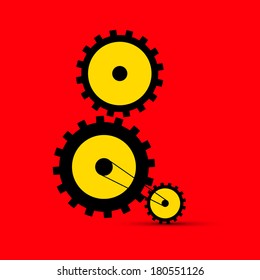 Cogs - Gears Illustration on Red Background