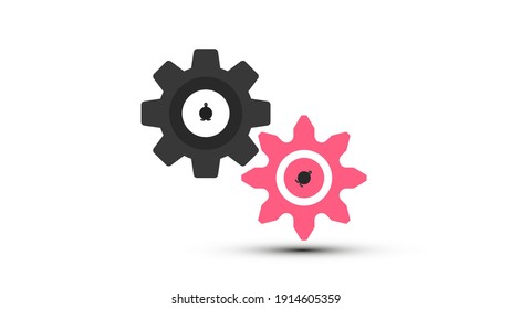 Cogs - Gears Isolated on White Background - Vector