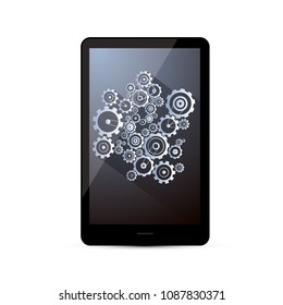 Cogs, Gears on Smart Phone Screen