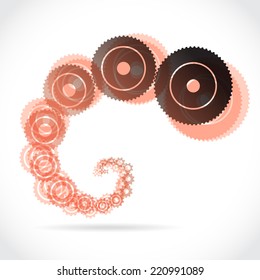 Cogs, gears in spiral - illustration