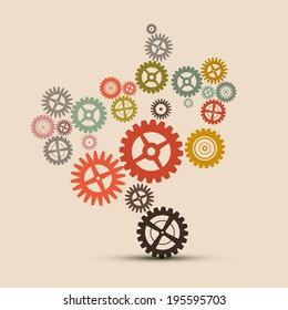Cogs - Gears Vector Retro Illustration