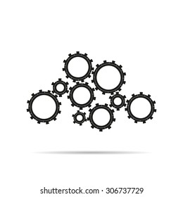 Cogs  icon with shadow