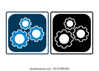 Cogs Interlocking icon. icon related to Start Up. suitable for web site, app, user interfaces, printable etc. solid icon style. simple vector design editable