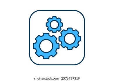 Cogs Interlocking icon. icon related to Start Up. suitable for web site, app, user interfaces, printable etc. flat line icon style. simple vector design editable