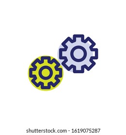 Cogs Line Colored Vector Icon Design