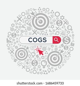 COGS mean (cost of goods sold) Word written in search bar ,Vector illustration.