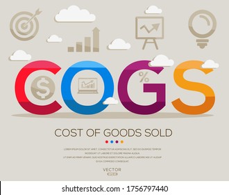 Cogs mean (cost of goods sold) ,letters and icons,Vector illustration.
