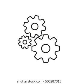 Cogs outline icon. Gear sign Isolated on white background. Vector illustration.