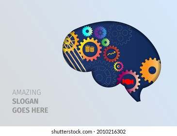 Cogs in the shape of a human brain. Vector Illustration

