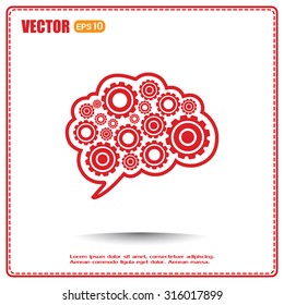 Cogs in the shape of a human brain. Vector Illustration
