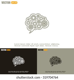 Cogs in the shape of a human brain. Vector Illustration