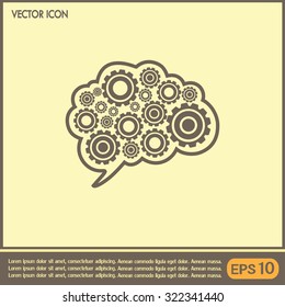 Cogs in the shape of a human brain. Vector Illustration