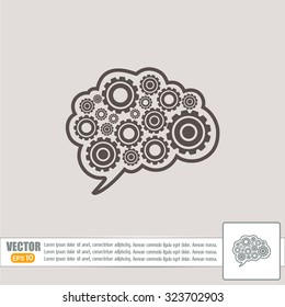Cogs in the shape of a human brain. Vector Illustration