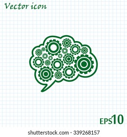 Cogs in the shape of a human brain. Vector Illustration