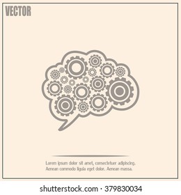 Cogs in the shape of a human brain. Vector Illustration