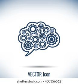 Cogs in the shape of a human brain. Vector Illustration